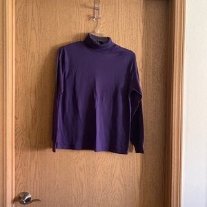 Simply Basic Purple Turtleneck Top, Size L, 50% Polyester 50% Cotton